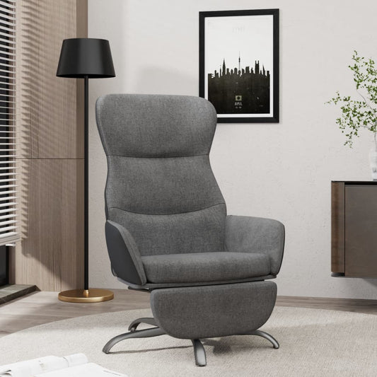 Chaise de relaxation avec repose-pieds Gris foncé Tissu