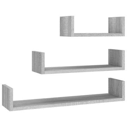 Étagères murales d'affichage 3pcs Sonoma gris Bois d'ingénierie