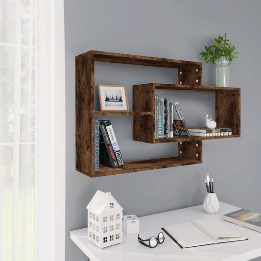 Étagère murale chêne fumé 104x20x58,5 cm bois d'ingénierie