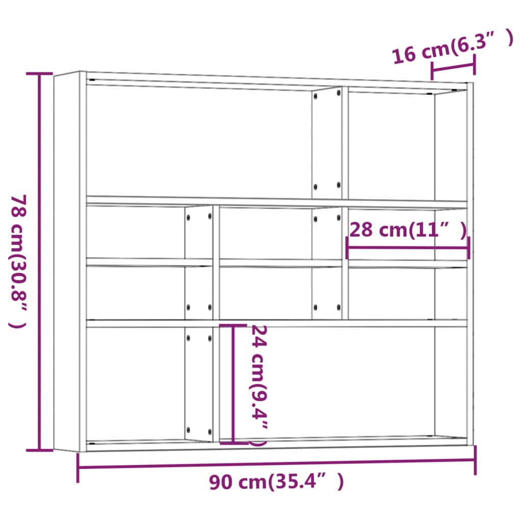 Étagère murale Chêne fumé 90x16x78 cm Bois d'ingénierie