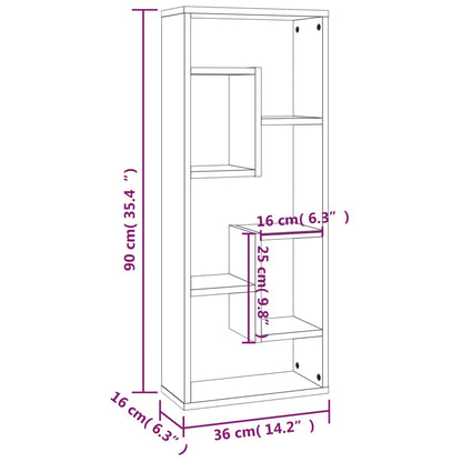 Étagère murale Chêne fumé 36x16x90 cm Bois d'ingénierie