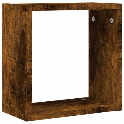 Étagères murales sous forme de cube 2 pcs chêne fumé 30x15x30cm