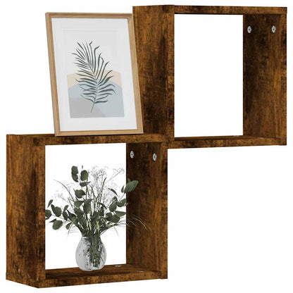 Étagères murales sous forme de cube 2 pcs chêne fumé 30x15x30cm