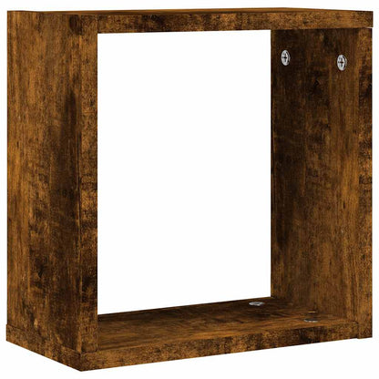 Étagères murales sous forme de cube 4 pcs chêne fumé 30x15x30cm