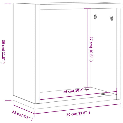 Étagères murales sous forme de cube 6 pcs chêne fumé 30x15x30cm
