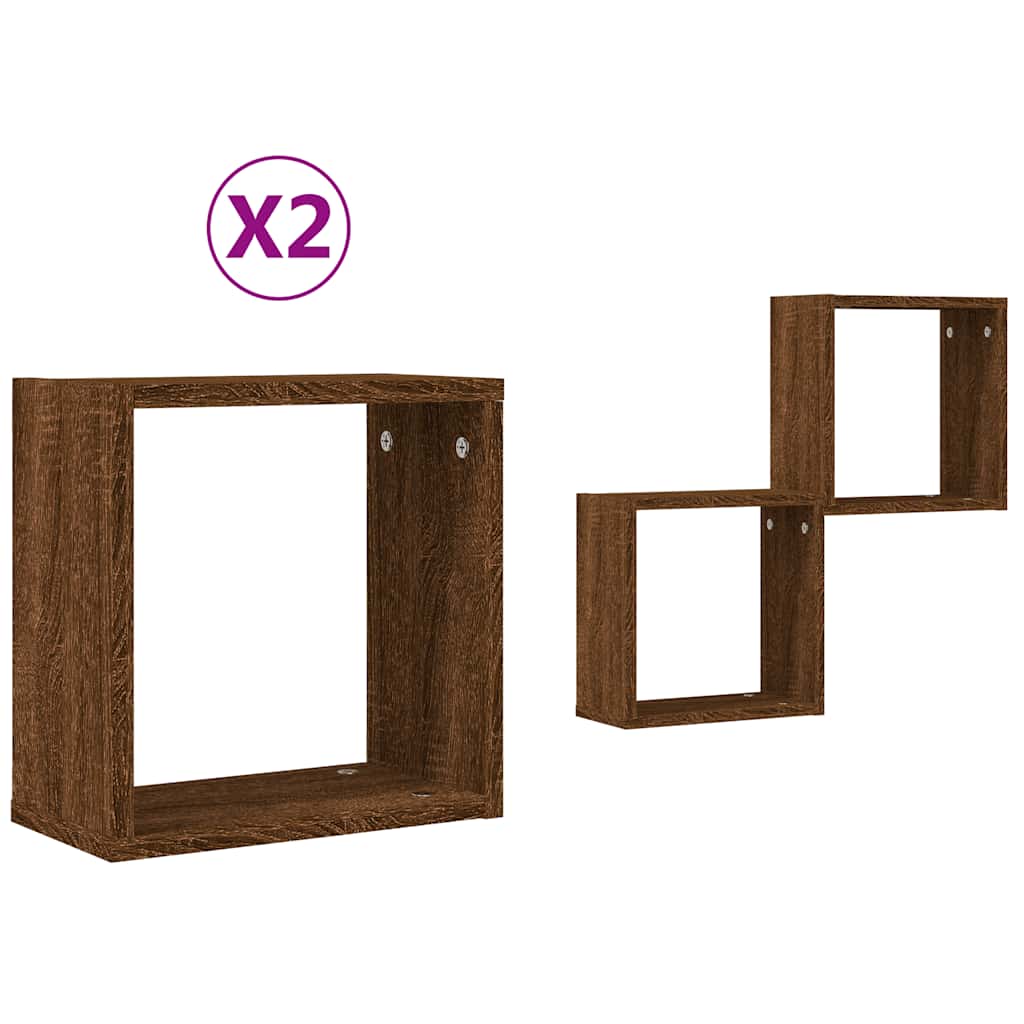 Étagères murales sous forme cube 2 pcs chêne marron 30x15x30cm