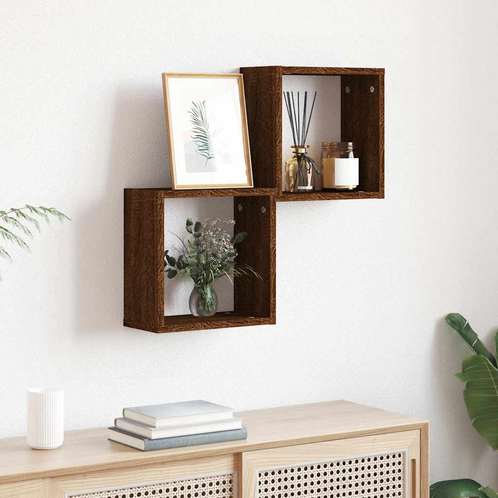 Étagères murales sous forme cube 2 pcs chêne marron 30x15x30cm