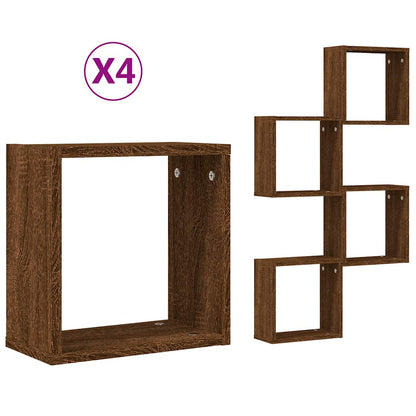 Étagères murales sous forme cube 4 pcs chêne marron 30x15x30cm