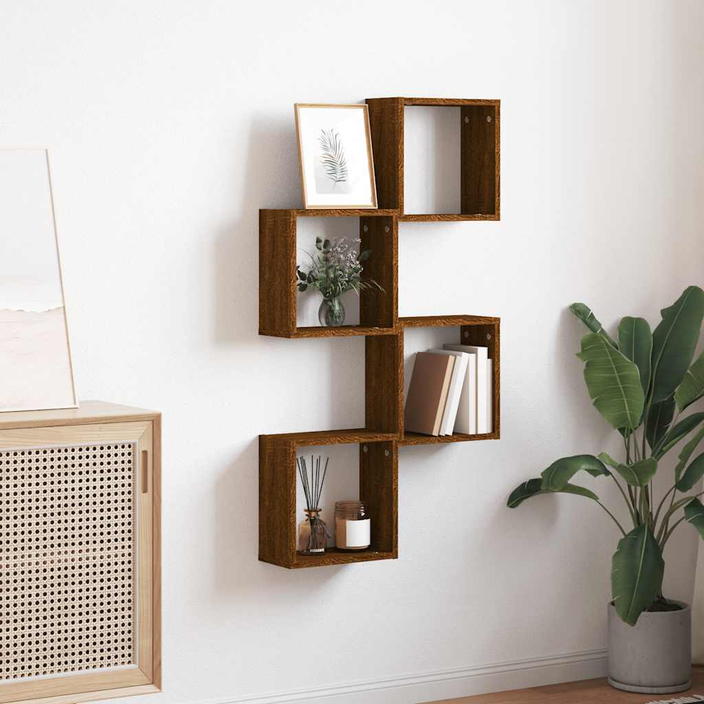 Étagères murales sous forme cube 4 pcs chêne marron 30x15x30cm