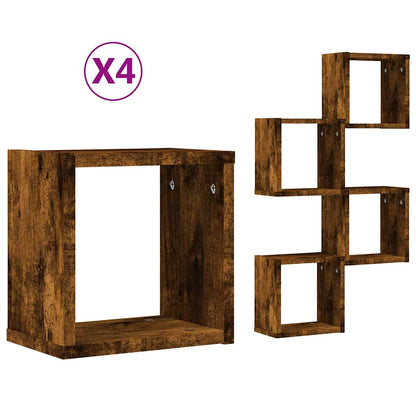 Étagères Murales 4 pcs Marron 26 x 15 x 26 cm Bois d'ingénierie