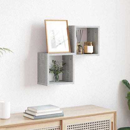 Étagères Murales 2 pcs Gris 26 x 15 x 26 cm Bois d'ingénierie