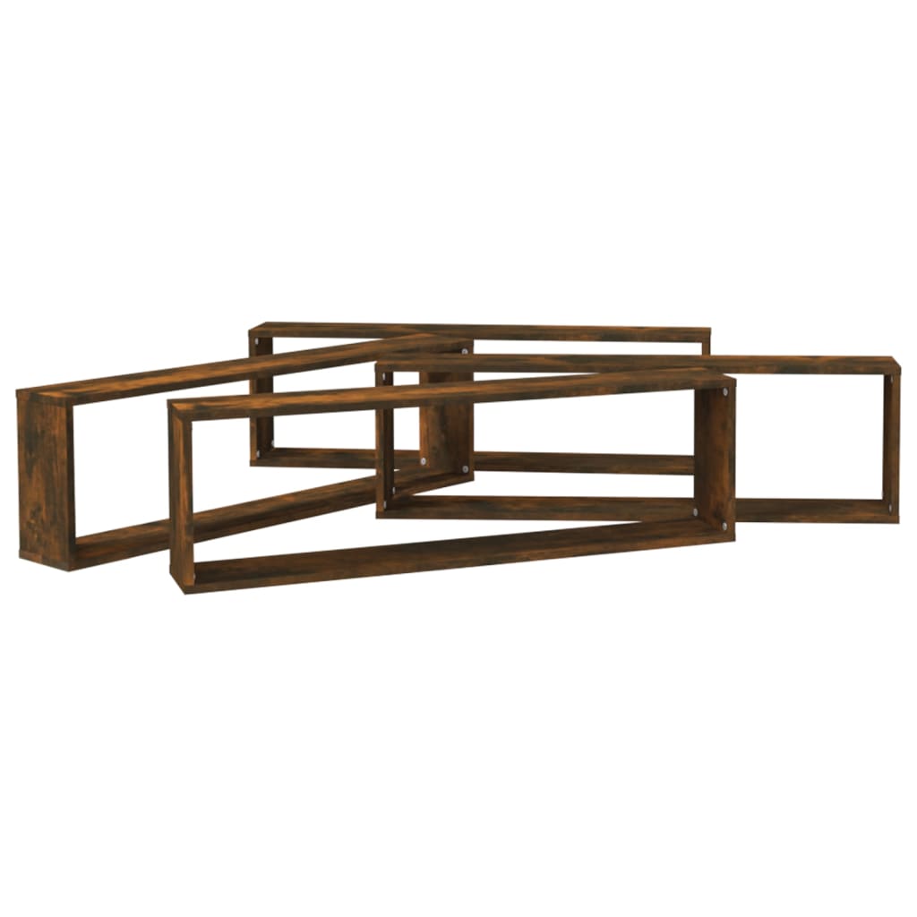 Étagères murales cubiques 4 pcs Chêne fumé 100x15x30 cm