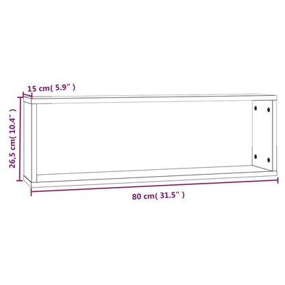 Étagères murales cubiques 2 pcs Chêne fumé 80x15x26,5 cm
