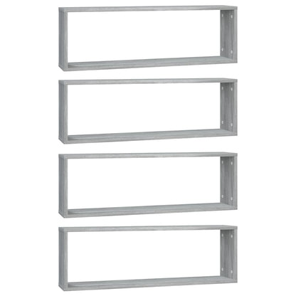 Étagères murales cubiques 4 pcs Sonoma gris 80x15x26,5 cm