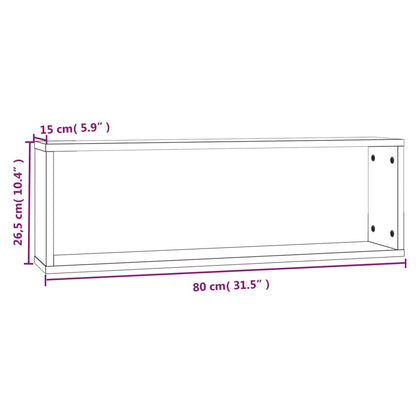 Étagères murales cubiques 4 pcs Chêne marron 80x15x26,5 cm