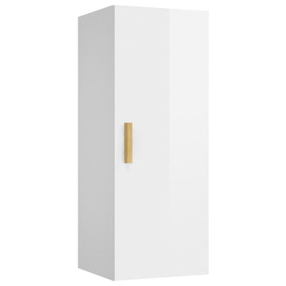 Armoire murale Blanc brillant 34,5x34x90 cm Bois d'ingénierie