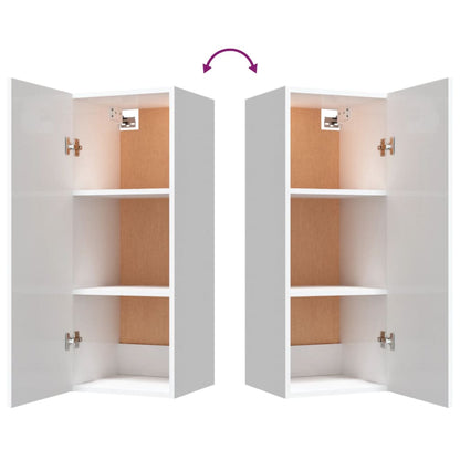 Armoire murale Blanc brillant 34,5x34x90 cm Bois d'ingénierie