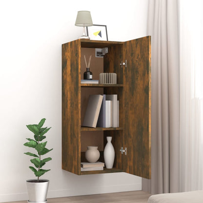 Armoire murale Chêne fumé 34,5x34x90 cm Bois d'ingénierie