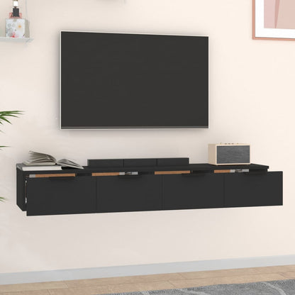 Armoires murales 2 pcs Noir 68x30x20 cm Bois d'ingénierie