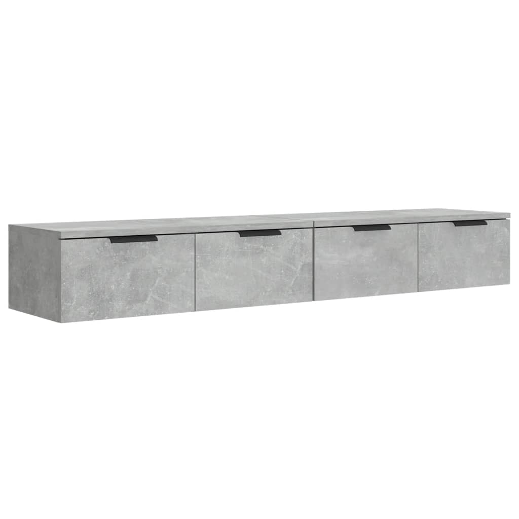 Armoires murales 2 pcs Gris béton 68x30x20 cm Bois d'ingénierie