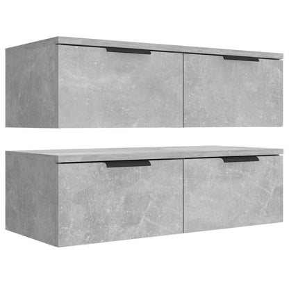 Armoires murales 2 pcs Gris béton 68x30x20 cm Bois d'ingénierie