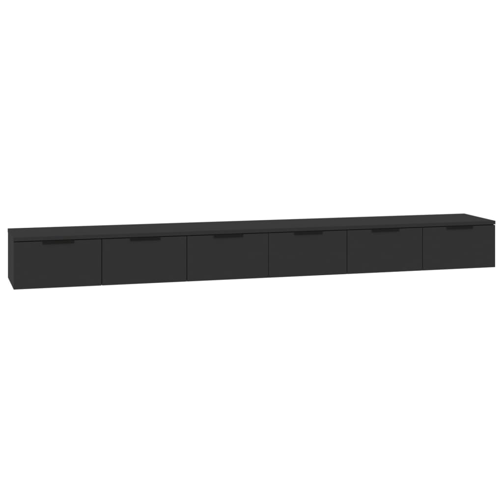 Armoires murales 2 pcs noir 102x30x20 cm bois d'ingénierie