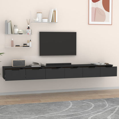 Armoires murales 2 pcs noir 102x30x20 cm bois d'ingénierie