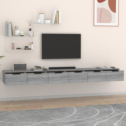 Armoires murales 2pcs Sonoma gris 102x30x20cm Bois d'ingénierie