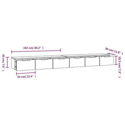 Armoires murales 2 pcs Chêne marron 102x30x20 cm