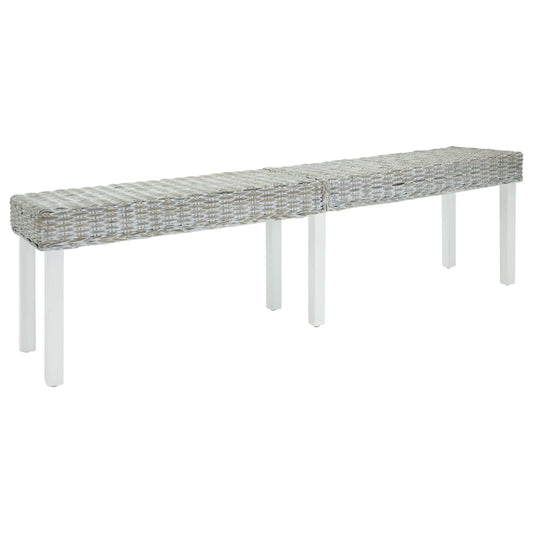 Banc Blanc 160x35x45 cm Rotin kubu naturel et acajou solide