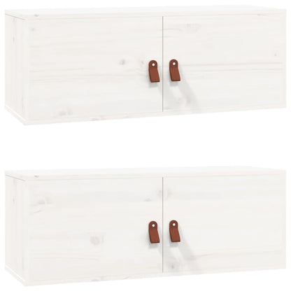 Armoires murales 2 pcs Blanc 80x30x30 cm Bois de pin massif