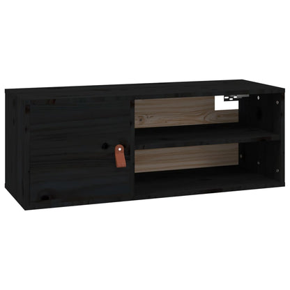 Armoires murales 2 pcs Noir 80x30x30 cm Bois de pin massif