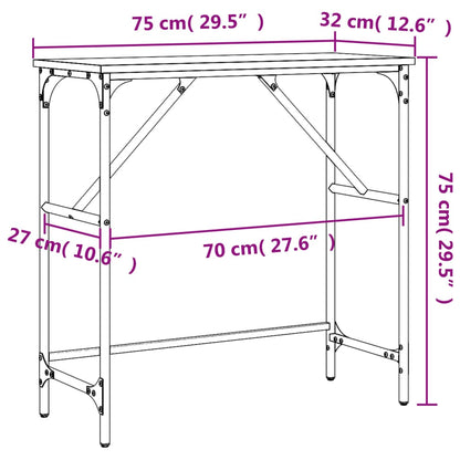 Table console chêne sonoma 75x32x75 cm bois d'ingénierie