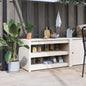 Mueble de cocina exterior blanco fabricado en madera maciza de pino.