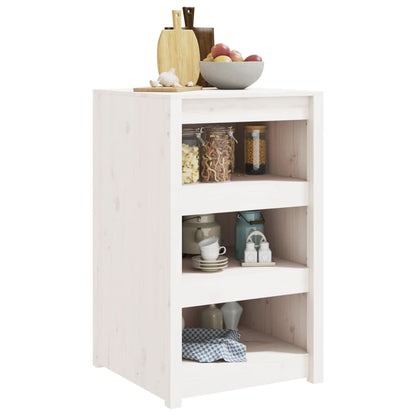 Mueble de cocina exterior blanco fabricado en madera maciza de pino.