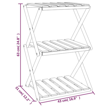 Étagère pliable à 3 niveaux Marron 43x31x63 cm Bois d'acacia