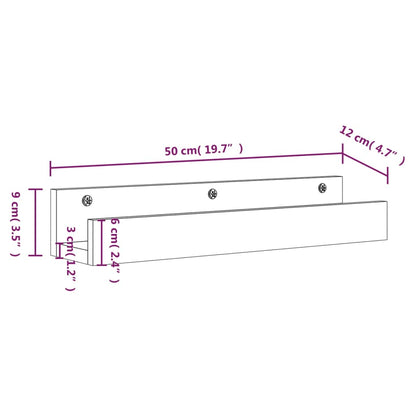 Étagères murales 2 pcs 50x12x9 cm Bois de pin massif
