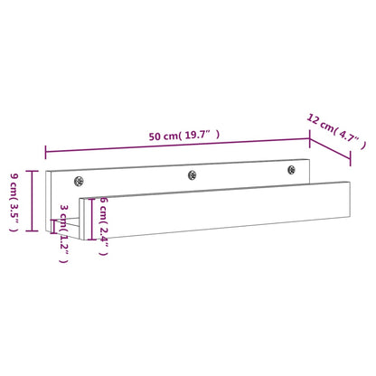 Étagères murales 2 pcs Blanc 50x12x9 cm Bois de pin massif