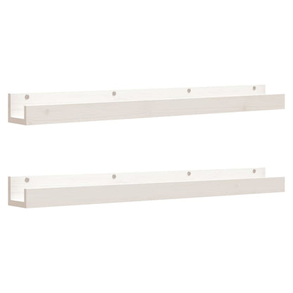 Étagères murales 2 pcs Blanc 110x12x9 cm Bois de pin massif