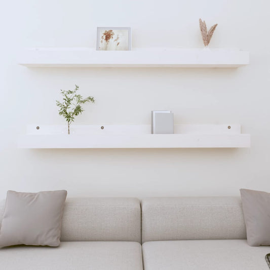 Étagères murales 2 pcs Blanc 110x12x9 cm Bois de pin massif