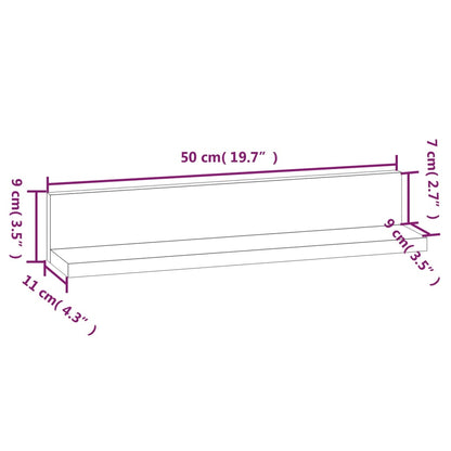 Étagères murales 2 pcs Blanc 50x11x9 cm Bois de pin massif