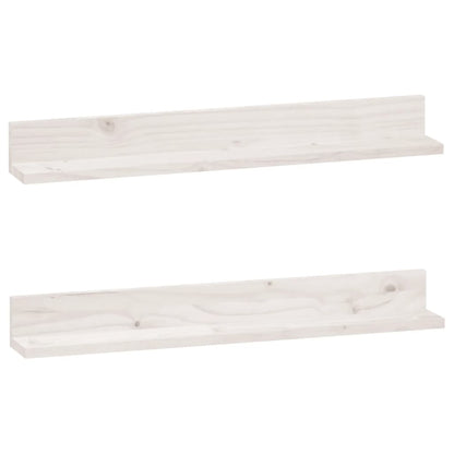 Étagères murales 2 pcs Blanc 80x11x9 cm Bois de pin massif
