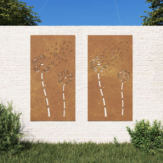 Décorations murales de jardin 2pcs 105x55 cm design de fleur