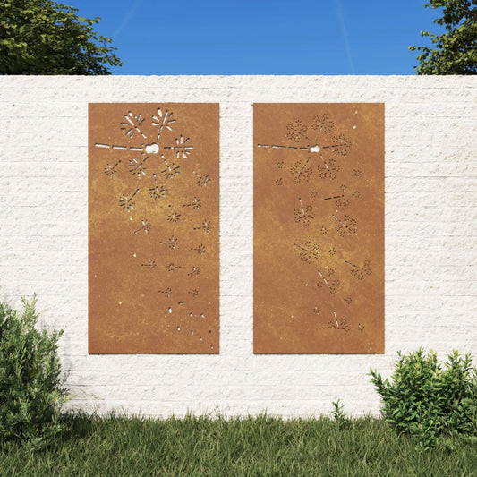 Décorations murales de jardin 2pcs 105x55 cm design de fleur