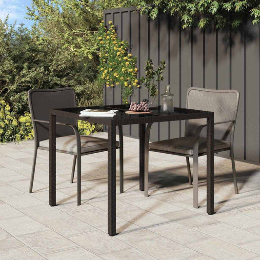 Table de jardin pour repas Marron 90 x 90 x 75 cm Poly rotin