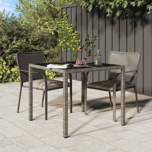 Table de jardin pour repas Gris 90 x 90 x 75 cm Poly rotin