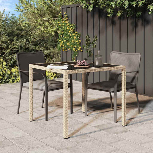 Table de jardin pour repas Beige 90 x 90 x 75 cm Poly rotin