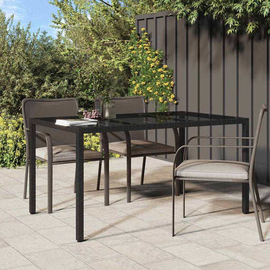 Table de jardin pour repas Noir 150 x 90 x 75 cm Poly rotin