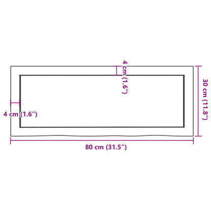 Étagère murale 80x30x(2-4) cm bois de chêne massif non traité