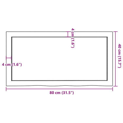 Étagère murale 80x40x(2-4) cm bois de chêne massif non traité